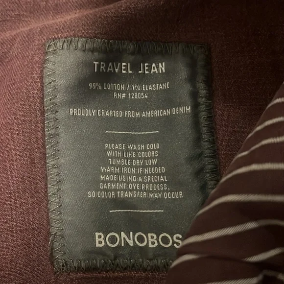 Bonobos Jeans Men's 35x34 Purple Travel Straight - Picture 8 of 8